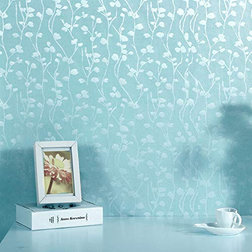 Wolpin Wall Stickers Wallpaper Butterfly Leaves (45 x 1000 CM, Blue) | Embossed Self Adhesive Floral Nature Hallway | for Kids Bedroom Decoration DIY - Image 5
