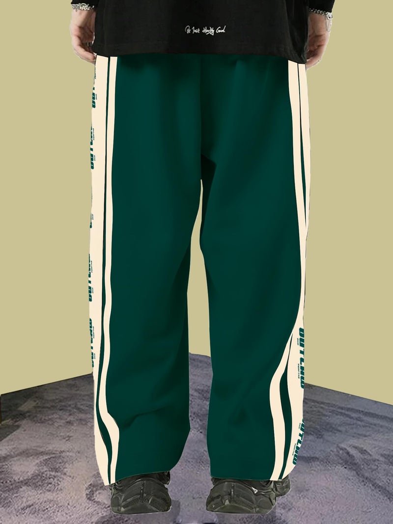 Jump Cuts Mens Side Tap Green and Beige Polyester Trackpant - Image 4