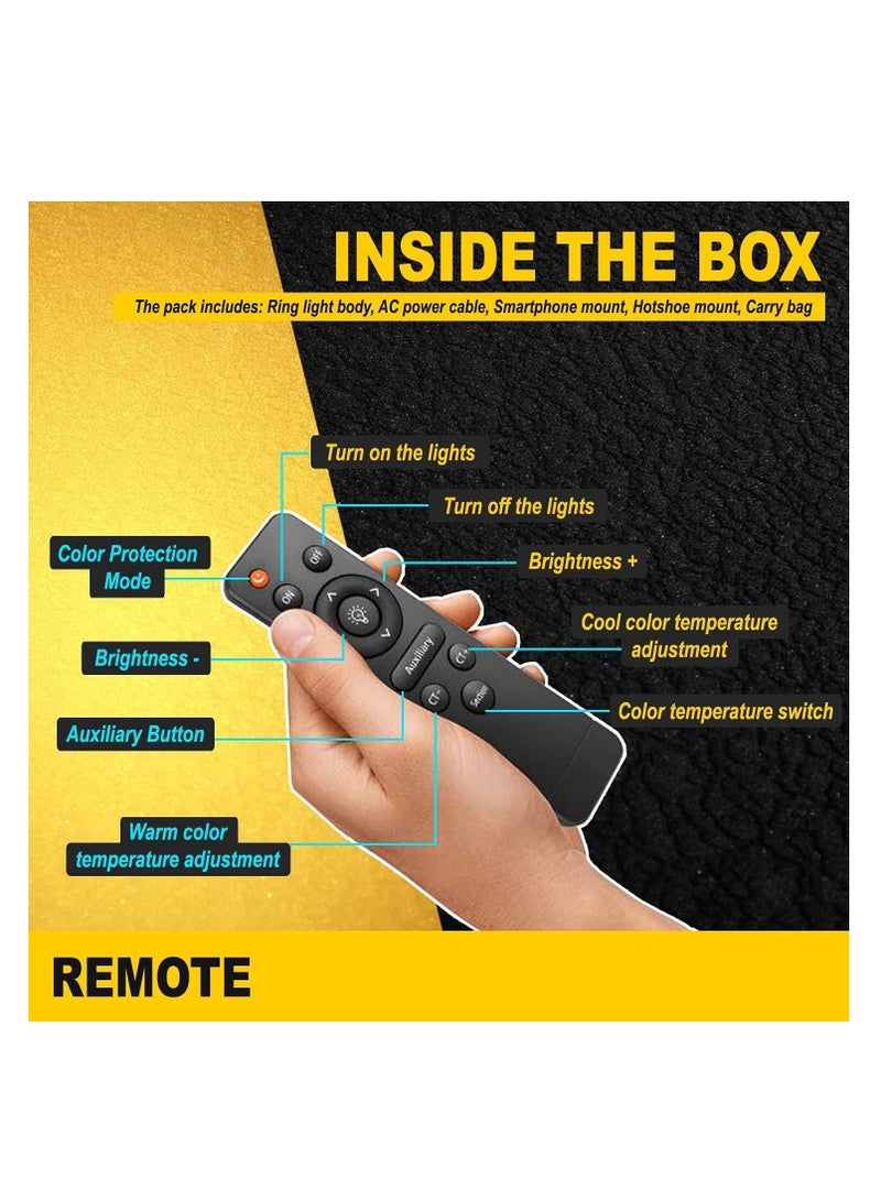 LED Ring Light with 3 Color Modes, Dimmable for Photography, YouTube, Video Clips, and Live Streaming (Includes 3 Stands + Remote Control, 35.5 cm + Stand) - Image 5