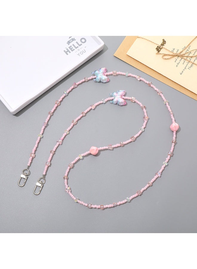 NIBEMINENT Phone Charm/ Chain Strap for Women Girls,K3381 Hand Strung Pearls Cell Phone Case Lanyard Wrist Strap