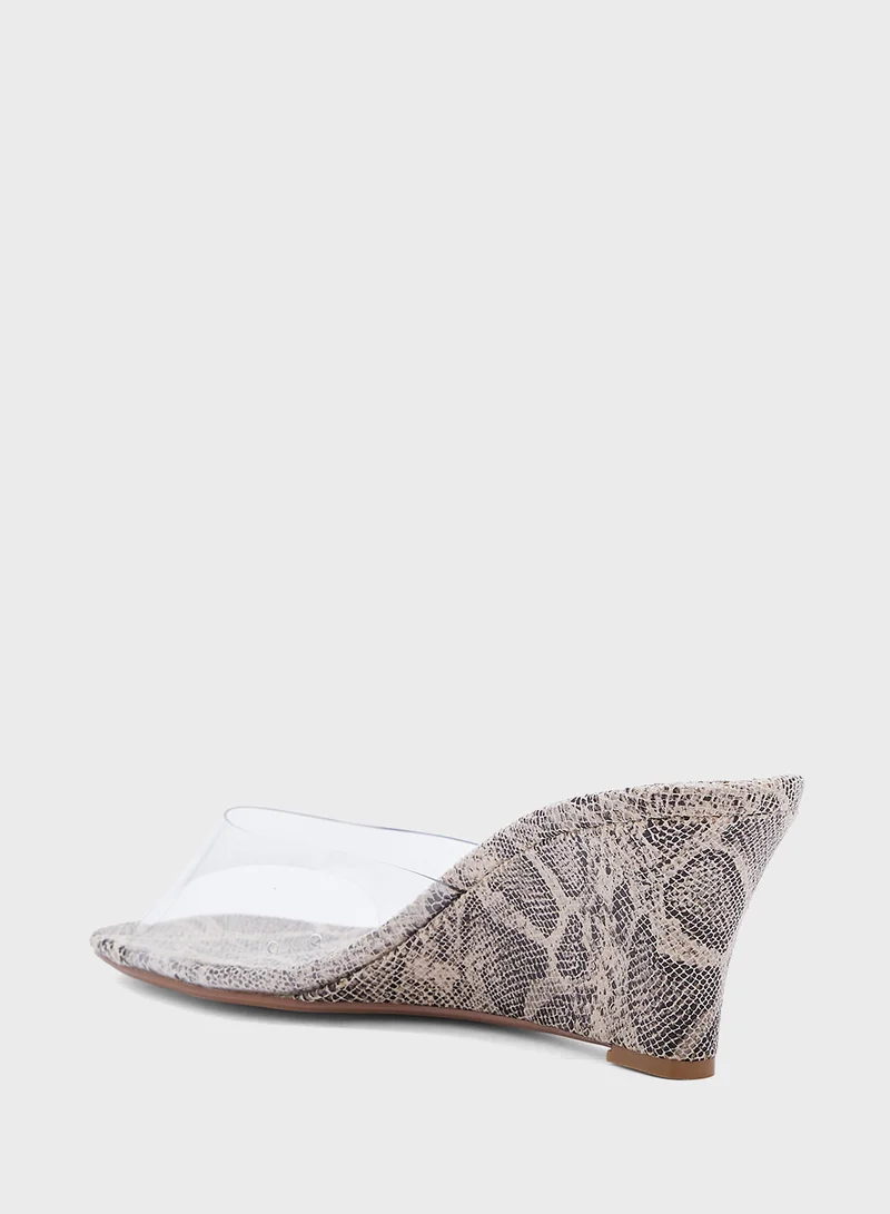 ELLA Clear Strap Mule Wedge Sandal