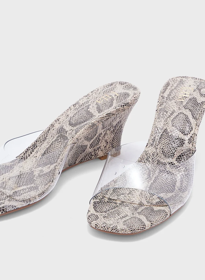 ELLA Clear Strap Mule Wedge Sandal