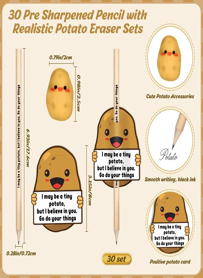 Jetec 30 Sets Employee Appreciation Gifts Inspirational Potato Pencil with Funny Erasers and Positive Thank You Card Emotional Support Gifts for Team Coworkers Teachers Students Party Favors - Image 2