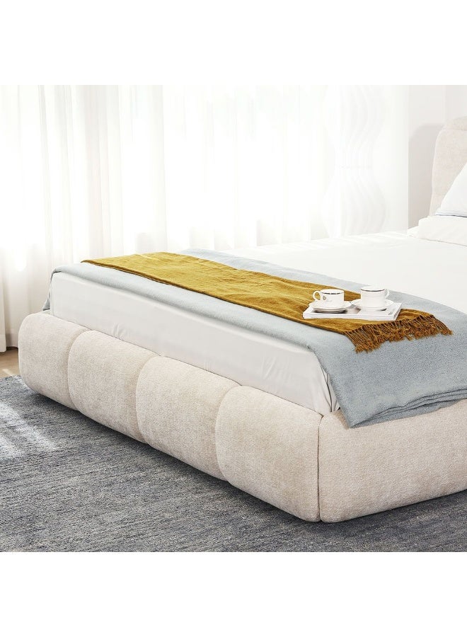 Ian 180x200 King Bed with Headboard Storage Beds | Modern Design Wooden Double Bed Frame Furniture | Comfortable Bed (Mattress Not Included) L246xW206xH103cm-Beige - Image 2