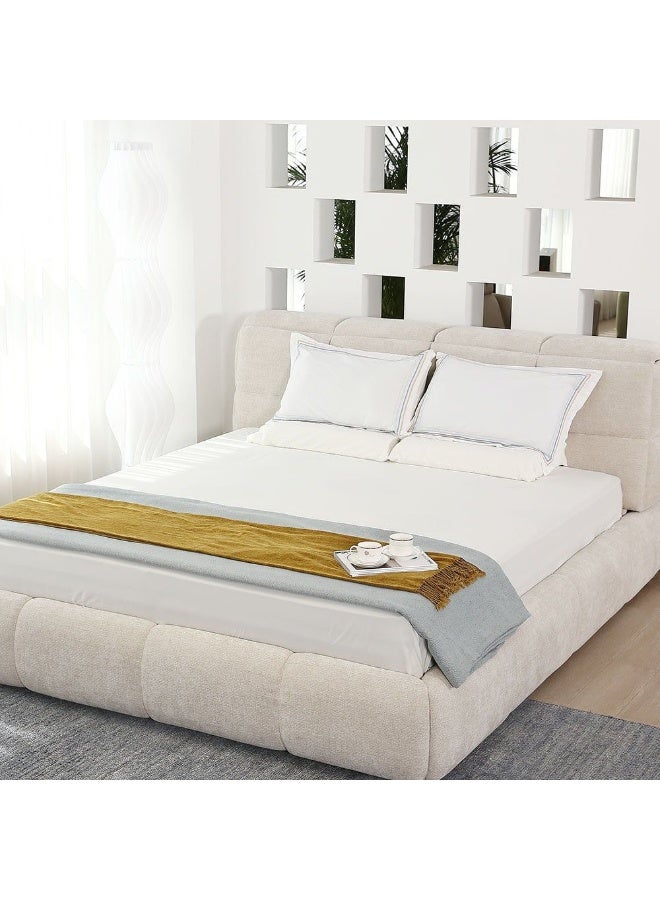 Ian 180x200 King Bed with Headboard Storage Beds | Modern Design Wooden Double Bed Frame Furniture | Comfortable Bed (Mattress Not Included) L246xW206xH103cm-Beige - Image 4