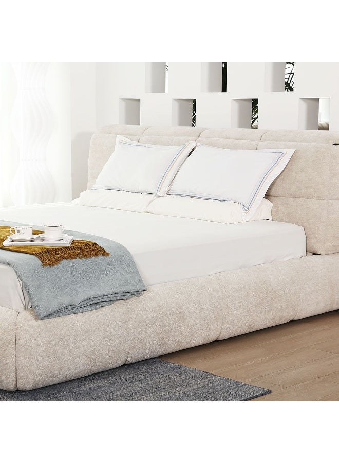 Ian 180x200 King Bed with Headboard Storage Beds | Modern Design Wooden Double Bed Frame Furniture | Comfortable Bed (Mattress Not Included) L246xW206xH103cm-Beige - Image 3