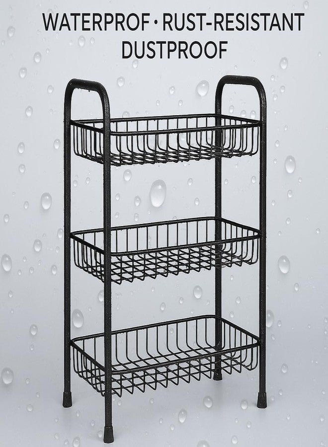 GLOCY 3-Tier Fruit and Vegetable Storage Rack, Kitchen Counter Top & Undercounter Organizer Basket, Multipurpose kitchen Rack Shelf(Black) - Image 4