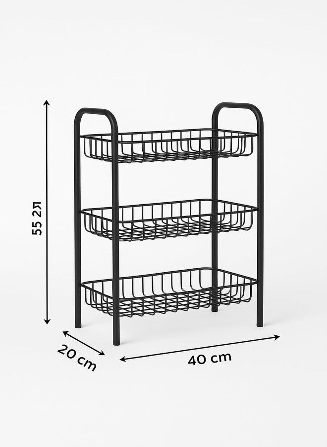 GLOCY 3-Tier Fruit and Vegetable Storage Rack, Kitchen Counter Top & Undercounter Organizer Basket, Multipurpose kitchen Rack Shelf(Black) - Image 5