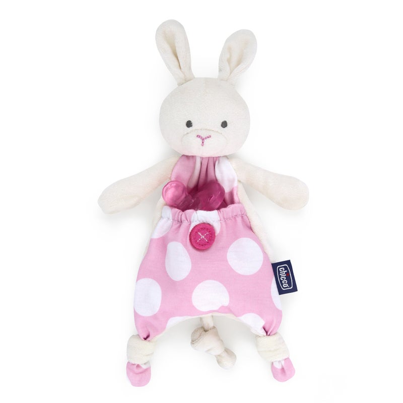 Chicco Pocket Buddies Soft Pacifier Holder-Lovey, Soothing Plush Toy Animal 0m+, Pink Bunny - Image 5