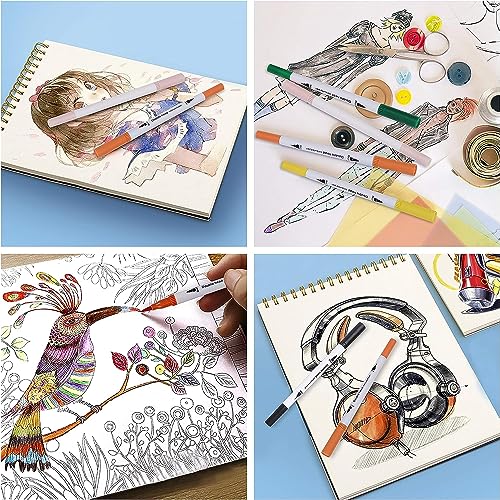 Qatalitic Dual Tip Brush Pens - 24 Color Felt Tip Pen Set With Fineliners, Watercolor Marker, And Highlighters - Ideal For Coloring, Drawing, Sketching, And Calligraphy, Multicolor - Image 5