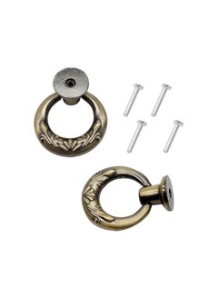 The Bros 4-Pack Antique Ring Knob Pulls with Matching Screws ， Cabinet Ring Pulls Handle Drop Ring Drawer Pulls Knobs, for Drawer Cabinet Dresser Cupboard Jewelry Box (Antique Brass, One size)  - Image 2