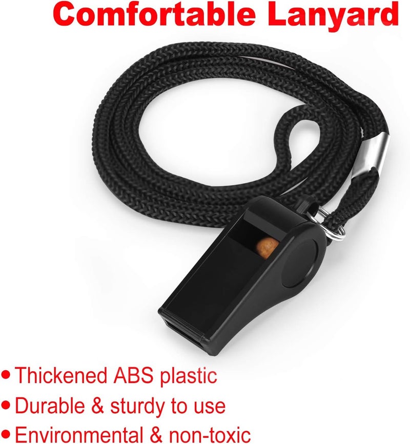 FYA Plastic Whistle with Lanyard, Loud Clear Black Whistles Bulk Great for Coaches, Referees, and Officials - Image 3