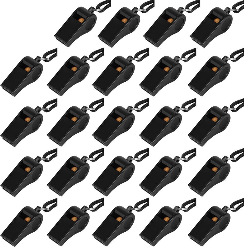 FYA Plastic Whistle with Lanyard, Loud Clear Black Whistles Bulk Great for Coaches, Referees, and Officials - Image 1