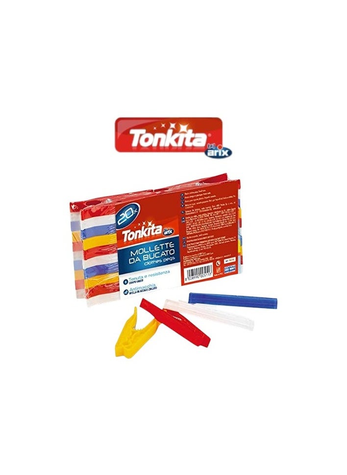 Tonkita - Tonkita Plastic Pegs 20-Piece Set - Reliable, Versatile, and Colorful Laundry Essentials - Image 1