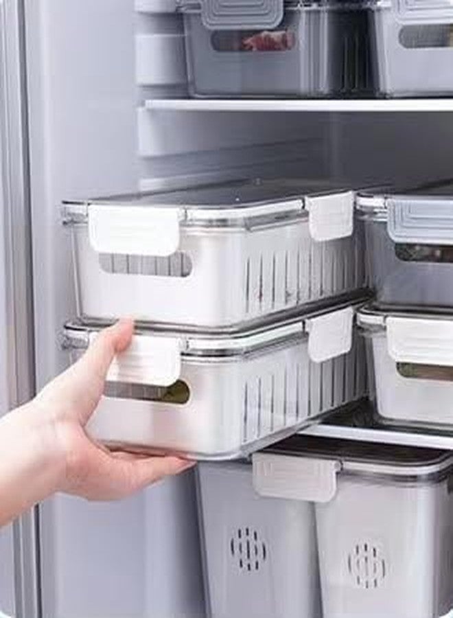 Frianchlly 1PCS Produce Saver Rectangular Food Storage Container, White, 11.5 x 3 x 3 Inches, Airtight, Leak Proof, Reusable, Durable, Dishwasher Safe - Image 3