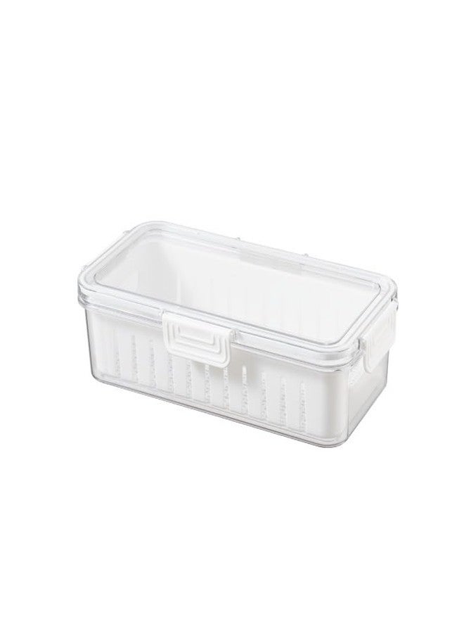 Frianchlly 1PCS Produce Saver Rectangular Food Storage Container, White, 11.5 x 3 x 3 Inches, Airtight, Leak Proof, Reusable, Durable, Dishwasher Safe - Image 1