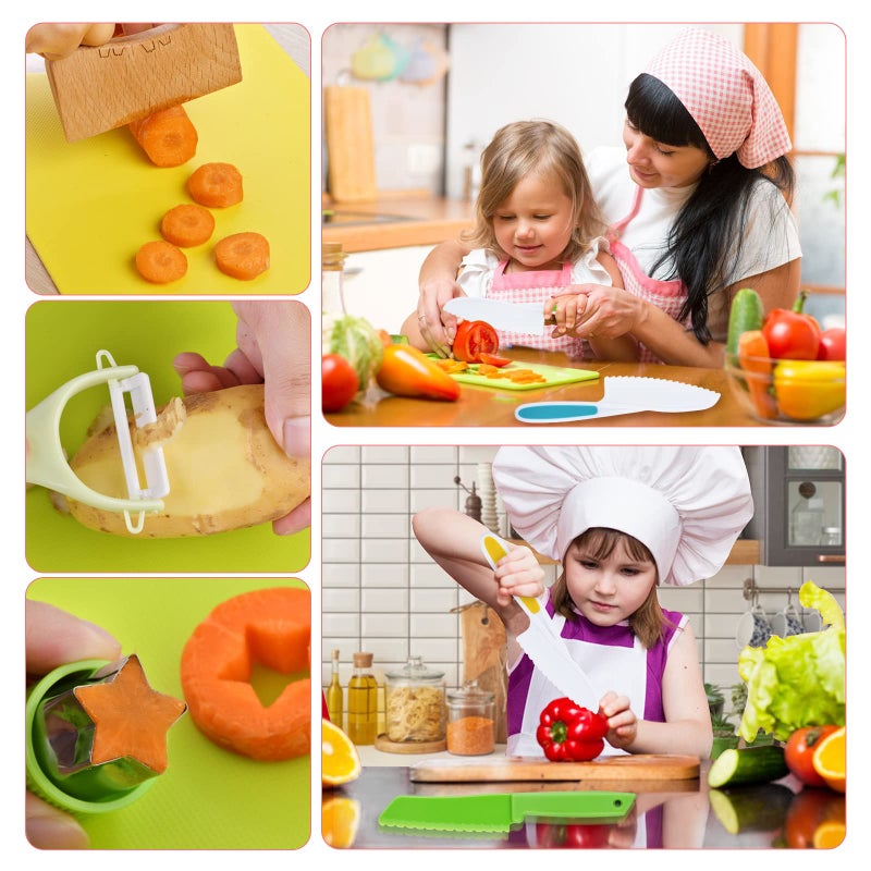 Yeeammk 13 Pieces Montessori Kitchen Tools For Toddlers-Kids Cooking Sets Real-Toddler Toys Set For Real Cooking With Plastic Toddler Safe Knives Crinkle Cutter Kids Cutting Board - Image 5