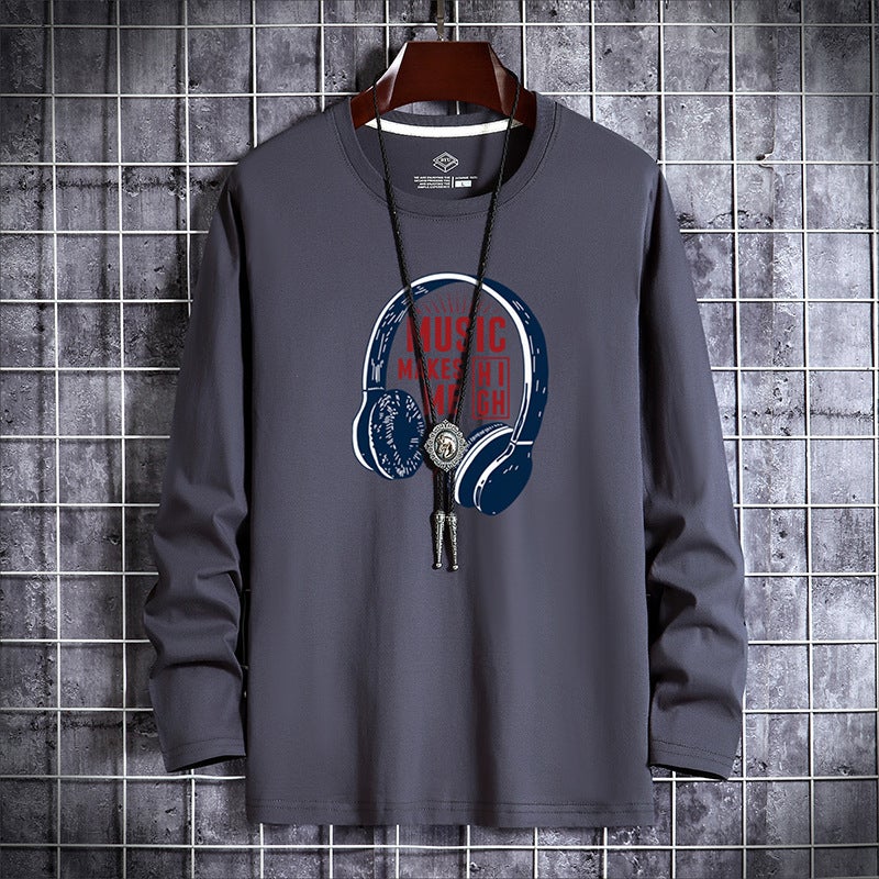 Men'S Long-Sleeved T-Shirt Teenagers Printed Large Size Base Shirt Men'S Round Neck Slim Fit T-Shirt Trendy Long-Sleeved Top Clothes - Image 5