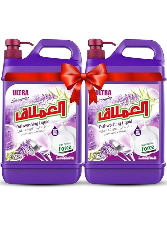 العملاق سائل غسيل الأطباق من الإملاك برائحة اللافندر الفائقة وقوة مضاعفة - عبوة من قطعتين × 1800 مل - Image 2