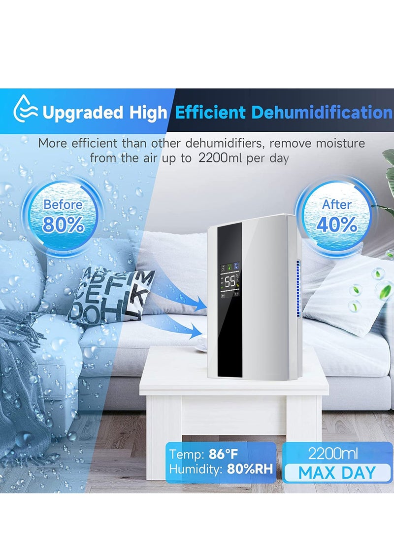 24 Hours Dehumidifying Electric Air Dryer Smart Touch LED Display Can Adjust Humidity Low Temperature Defrosting Function Home, Kitchen, Bathroom, Basement, Office