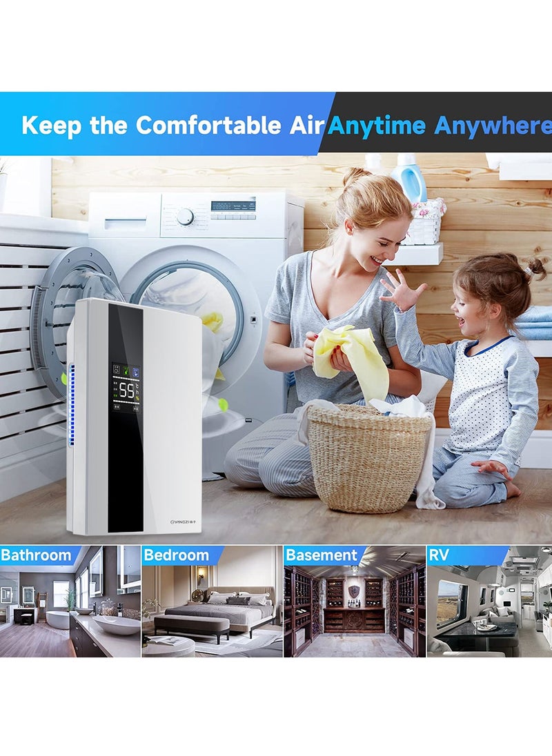 24 Hours Dehumidifying Electric Air Dryer Smart Touch LED Display Can Adjust Humidity Low Temperature Defrosting Function Home, Kitchen, Bathroom, Basement, Office