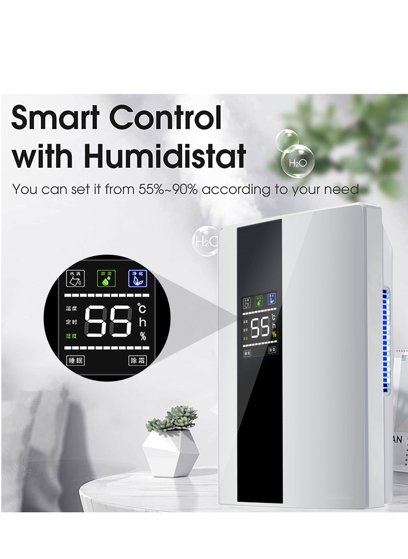 24 Hours Dehumidifying Electric Air Dryer Smart Touch LED Display Can Adjust Humidity Low Temperature Defrosting Function Home, Kitchen, Bathroom, Basement, Office