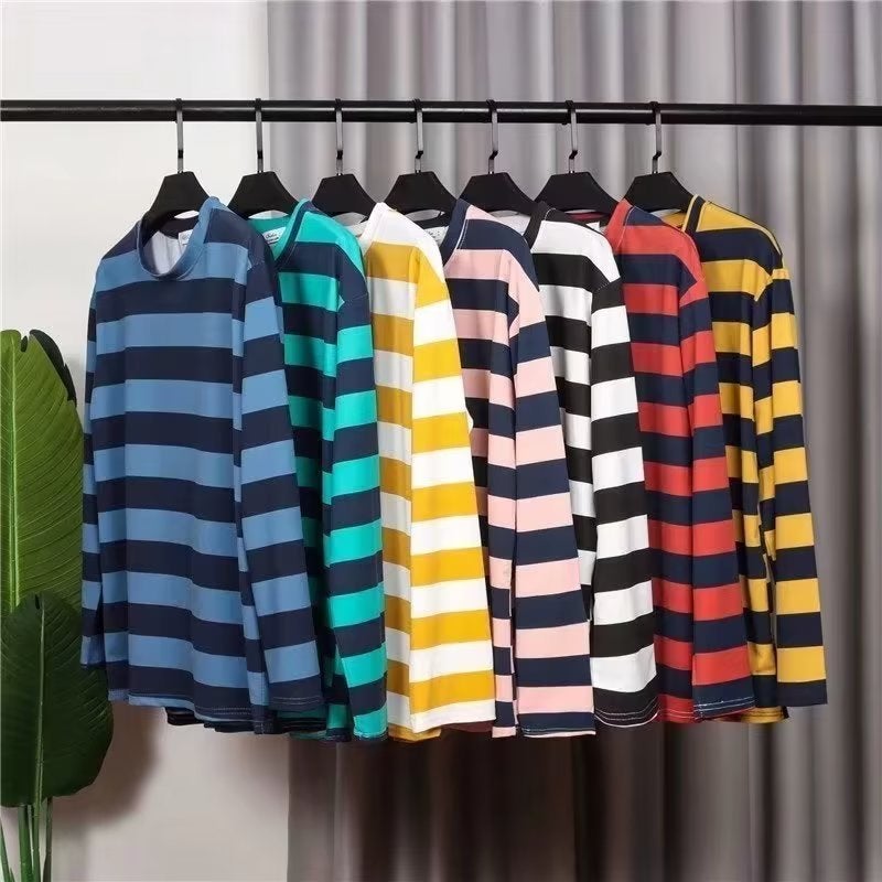 Hong Kong Style Round Neck T-shirt Men's Top T-shirt Spring and Autumn Korean Style Loose Casual Students Couple Long Sleeve Base Shirt Trendy - Image 2