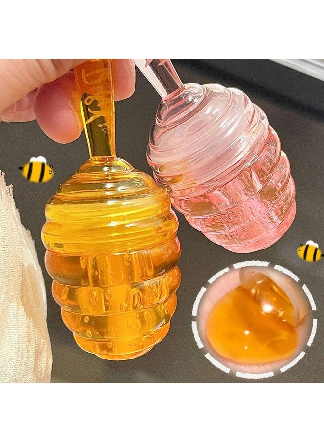 Rosarden Honey Lip Oil Set Lip Oil 2Pcs Moisturizing Lip Gloss Gift Set Lip Oil Gloss Jelly Lip Gloss Colorless Lip Care Oils For Very Dry Lips Long Lasting Nourishing Lip Glow Oil Lip Care Products - Image 1