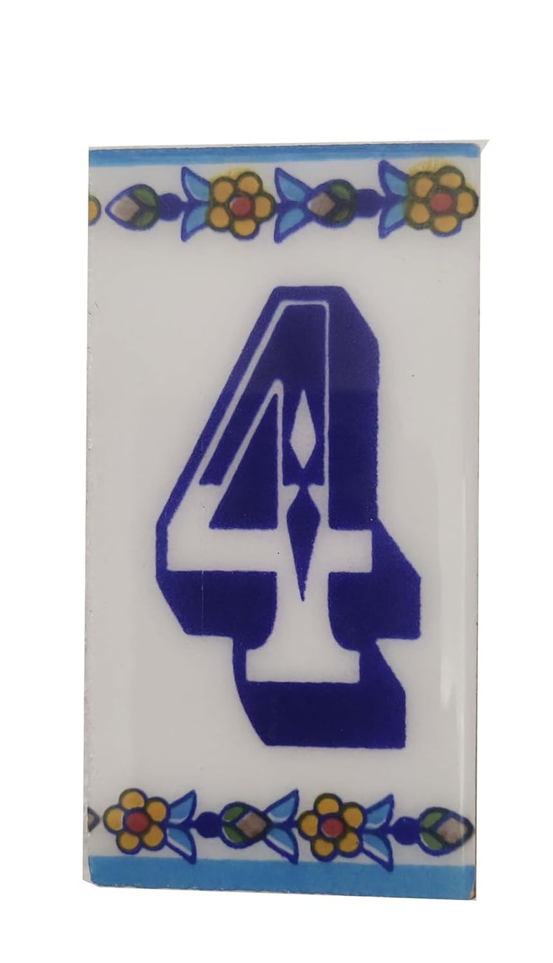 Shiv Kripa Blue Pottery Shiv Kripa Blue Art Pottery Ceramic Number Tiles 2 4 inchPack of 1 Tiles 4 