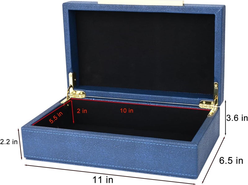 XIGEXIGE Navy Blue Shagreen box Faux Leather Decorative Box,Keepsake And Memory Storage Small Decorative Boxes with Lids for Modern Home Decor Jewelry Box Organizer - Image 4