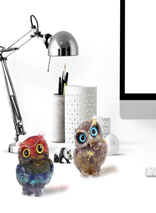 DIYOMR 2.4" Owl Statue Reiki Spiritual Healing Owl Figurine Energy Fengshui Gemstone Crystal Animal Sculpture Attract Wealth Lucky Home Office Desk Decor (Tiger Eyes) - Image 4