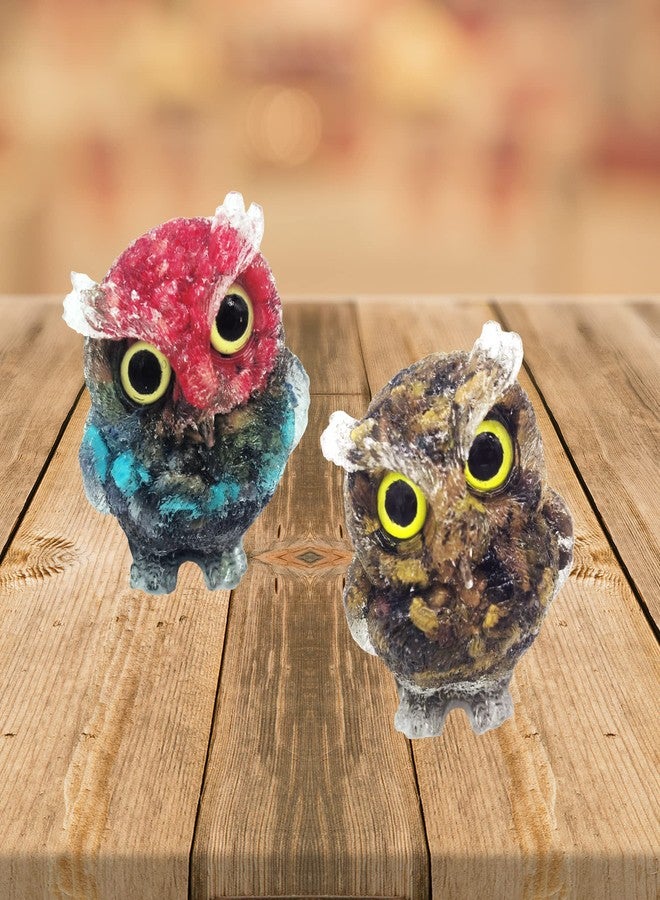 DIYOMR 2.4" Owl Statue Reiki Spiritual Healing Owl Figurine Energy Fengshui Gemstone Crystal Animal Sculpture Attract Wealth Lucky Home Office Desk Decor (Tiger Eyes) - Image 3