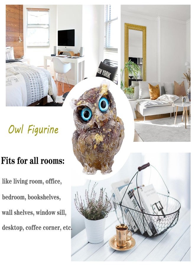 DIYOMR 2.4" Owl Statue Reiki Spiritual Healing Owl Figurine Energy Fengshui Gemstone Crystal Animal Sculpture Attract Wealth Lucky Home Office Desk Decor (Tiger Eyes) - Image 2