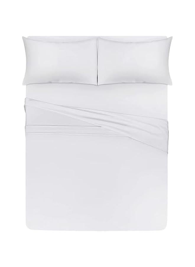 Bedding Sheet Set - Jersey Knit Sheets 4 Piece King Jersey Sheet Set – Cotton Jersey Sheets – Soft T-Shirt Stretchy Sheets (King, White) - Image 3