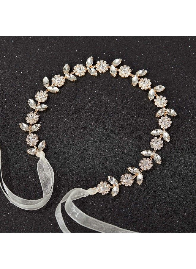 SWEETV - Rhinestone Bridal Headband Crystal Wedding Headpiece Gold Hair Accessories For Bride Bridesmaid Flower Girl - Image 1