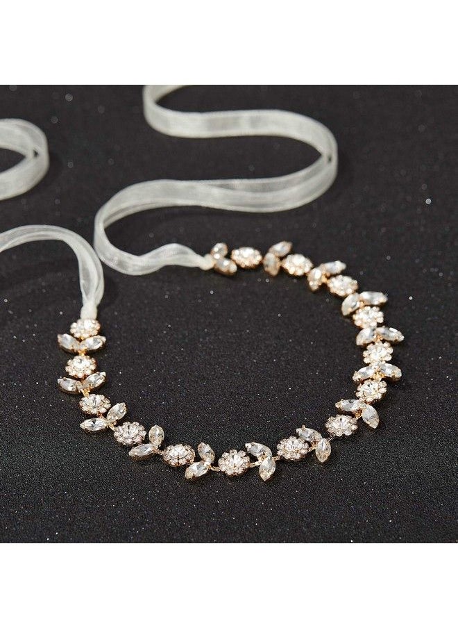 SWEETV - Rhinestone Bridal Headband Crystal Wedding Headpiece Gold Hair Accessories For Bride Bridesmaid Flower Girl - Image 1