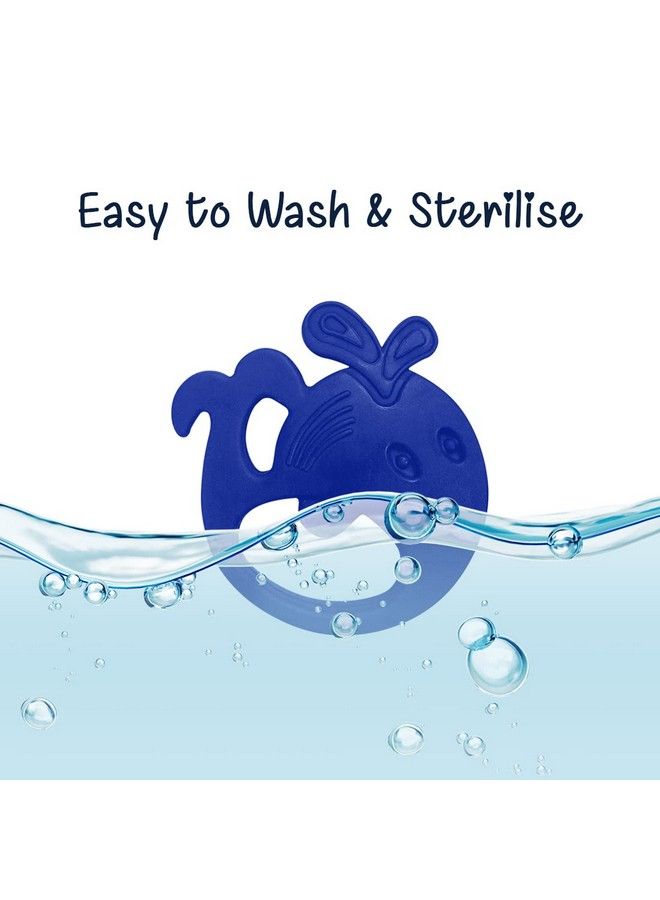 100% Bpa Free Soft Silicone Baby Teether For 3 To 6 Babies (Zuzu Blue)