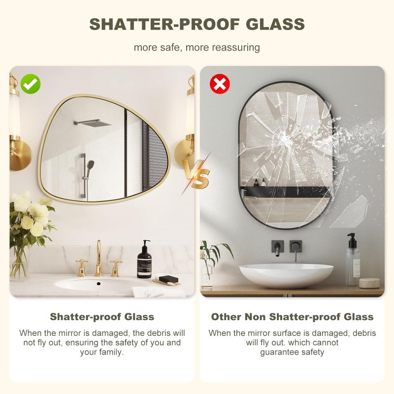 WallBeyond Asymmetrical Mirror, Irregular Wall Mirror, Wall Mirrors Decorative for Bedroom Living Room entryway Hall, Wall Mirror for mid Century Modern Decor 25" H x 20" W, Gold - Image 5