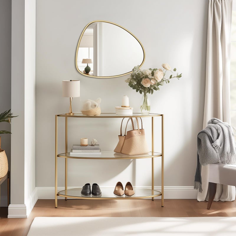 WallBeyond Asymmetrical Mirror, Irregular Wall Mirror, Wall Mirrors Decorative for Bedroom Living Room entryway Hall, Wall Mirror for mid Century Modern Decor 25" H x 20" W, Gold - Image 4