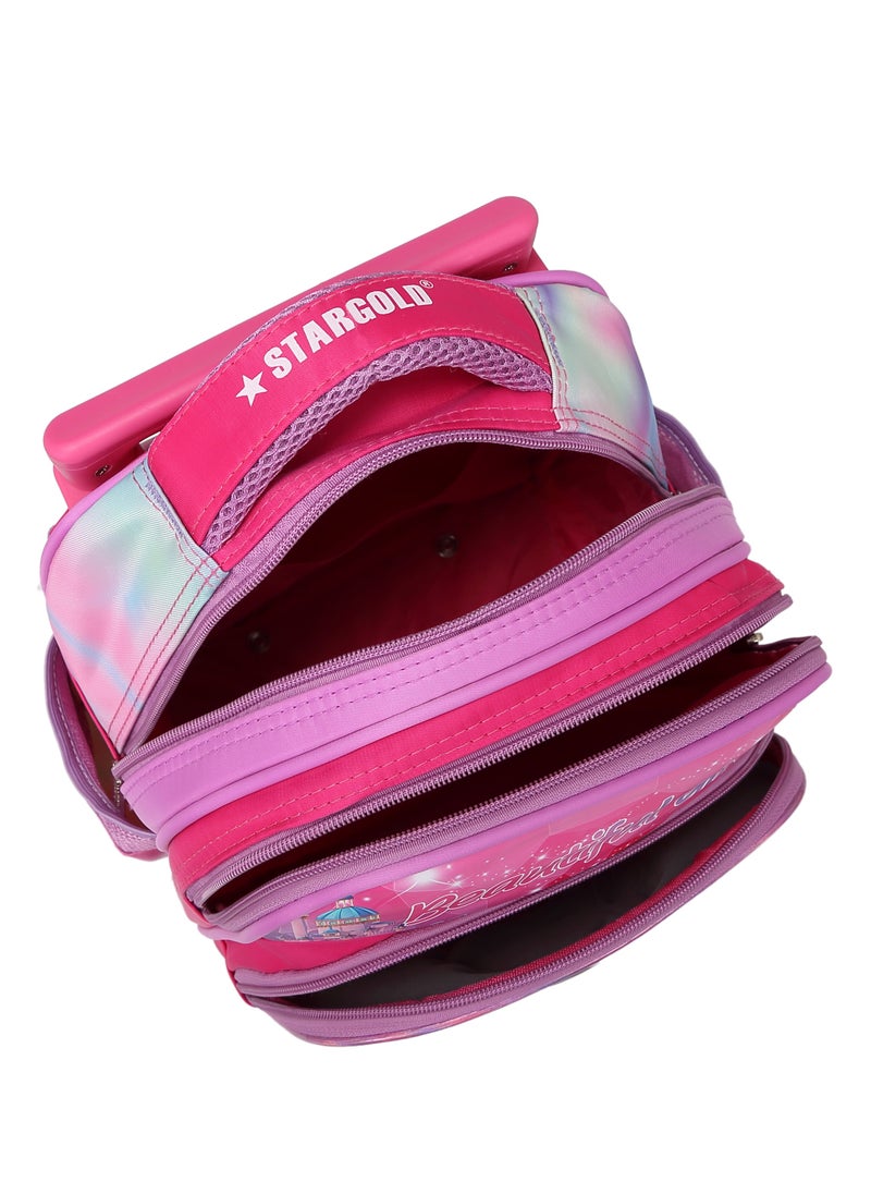 Stargold Baby Backpack 3Pcs For Baby Girls 1 lunch 1 Pencil Box And 1 Bag With Adjustable Strap For School 2 Wheels 12 Inch  - Image 4