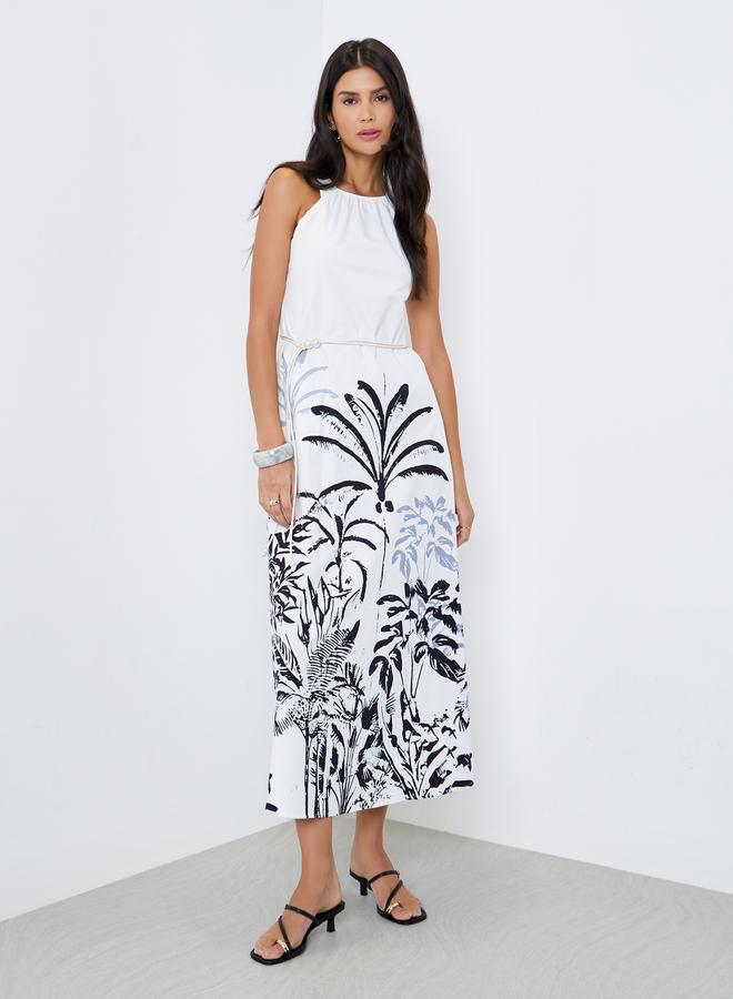 Styli White Floral Print Strappy Maxi Dress - Image 1