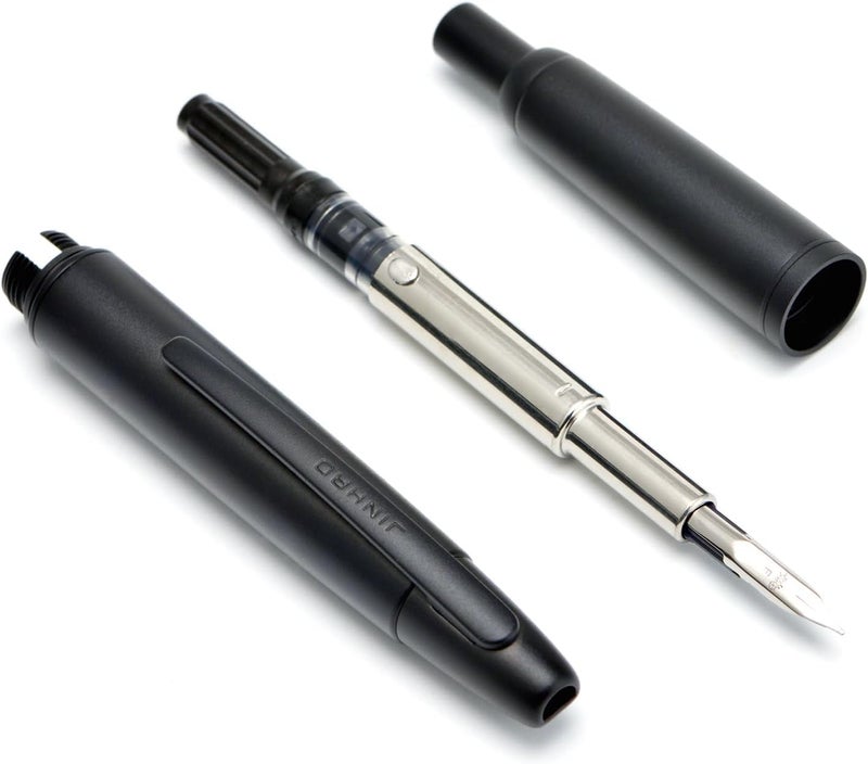 Goldleaf Jinhao 10 Capless Fountain Pen with Box Retractable Fine Nib with Converter Set (Clip Version) (Matte Black) - Image 2