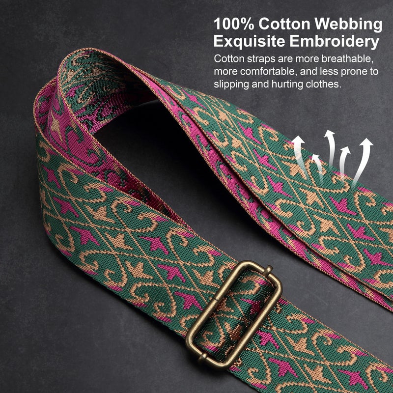 Nefelibata Purse Strap, 2" Cowhide Head Wide Shoulder Strap Adjustable Replacement,Retro Jacquard Embroidery Multi-pattern Crossbody Bag Straps for Handbag,Crossbody Bags(Yellow Bird) - Image 4