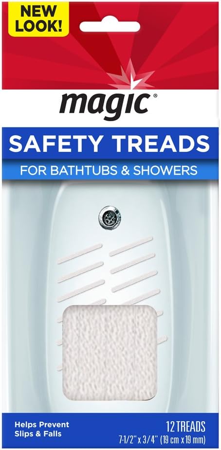 Magic Shower and Bathtub Safety Treads  Helps Prevent Slips and Falls  12 TreadsWhite - Image 1