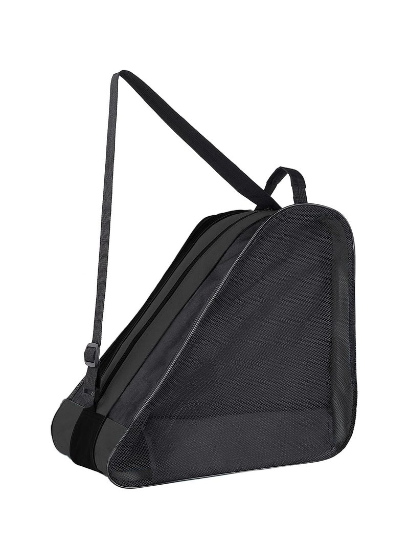 Generic Roller Skate Bag Breathable Ice Skate Bags with Adjustable Shoulder Strap Oxford Cloth Skating Shoes Storage Bag for Women Men Kid and Adults Roller Skate Accessories (Black) - Image 1