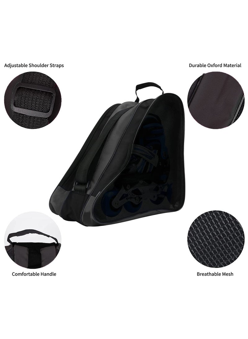 Generic Roller Skate Bag Breathable Ice Skate Bags with Adjustable Shoulder Strap Oxford Cloth Skating Shoes Storage Bag for Women Men Kid and Adults Roller Skate Accessories (Black) - Image 2