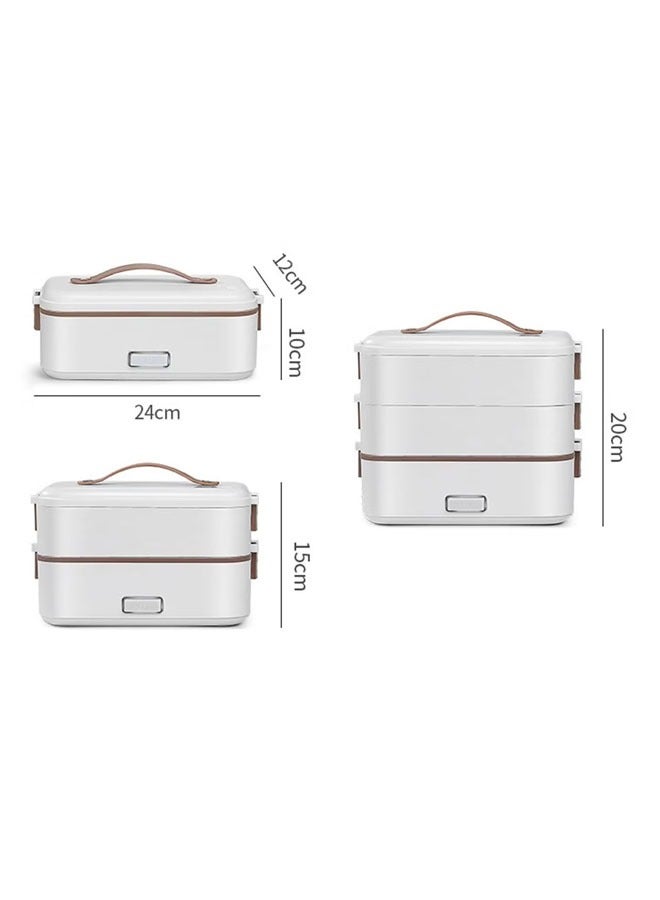Bukela White 800ml 2-Layer Portable Electric Food Heater Lunch Box, Mini Removable 304 Stainless Steel 220v Food Heater  - Image 4