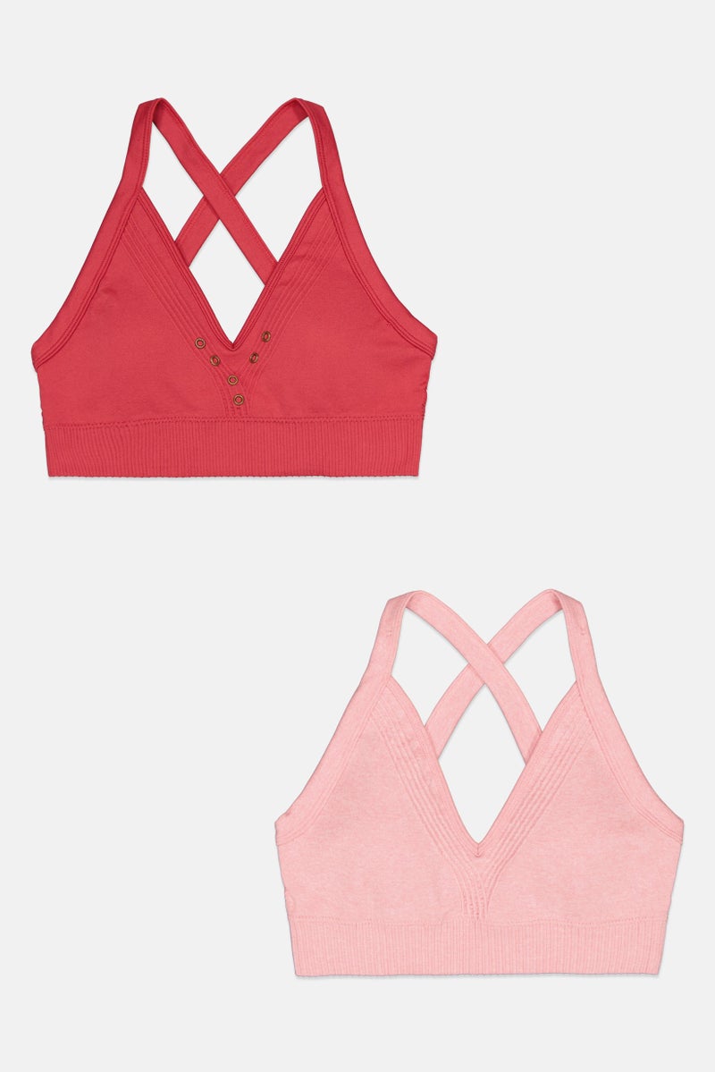 Comfort by Real Women 2 Pieces Grommet Detail Lightly Padded Bralette, Red - Image 1