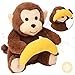 Hopearl Peek A Boo Monkey with Banana Interactive Repeats What You Say Plush Toy Musical Singing Talking Stuffed Animal Adorable Electric Animate Birthday Festival Brown 11 - Image 4
