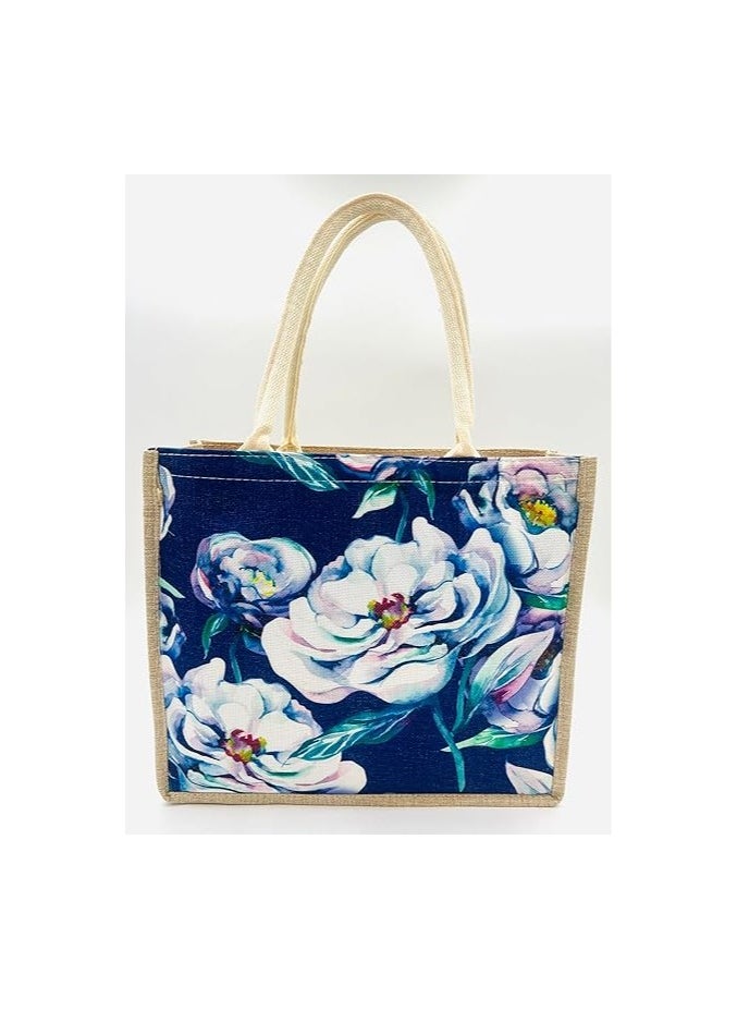 VIO Women Reusable Ecofriendly Handbag Multipurpose Canvas Tote Bag Souvenir Gift Bag Fashion Cloth Bag For Women Outdoor Bag for Shopping Grocery Outdoor Traveling Beach Picnic Dark Blue  - Image 1